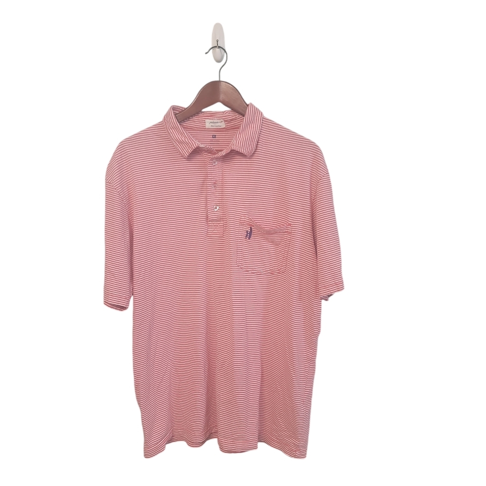 Johnnie-O Mens‎ Red Stripe Embroidered Logo Chest Pocket Mens Polo XL